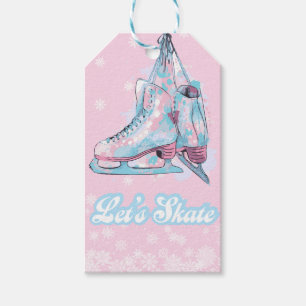 "Let's skate" figure ice skating birthday party Gift Tags