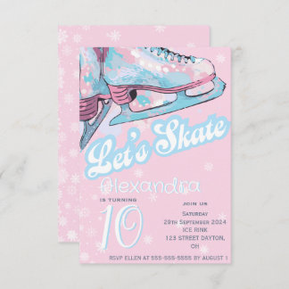 "Let's skate" figure ice skating birthday party Invitation
