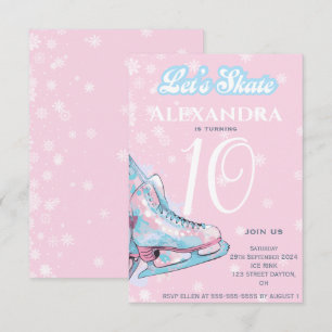 "Let's skate" figure ice skating birthday party Invitation