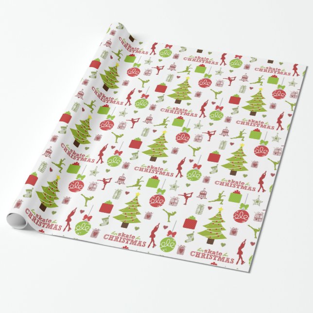Lets Skate for Christmas Wrapping Paper (Unrolled)