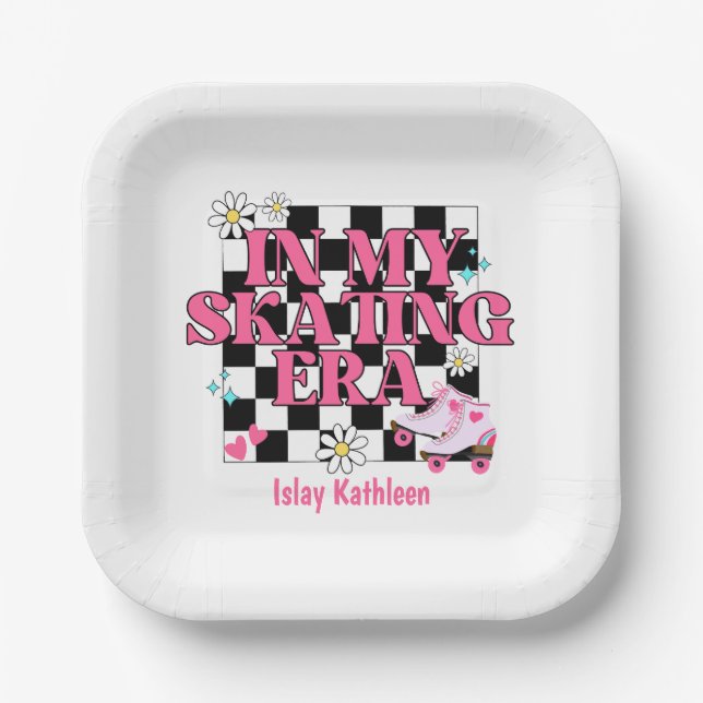 Let's Skate Into Eight Birthday Paper Plate (Front)