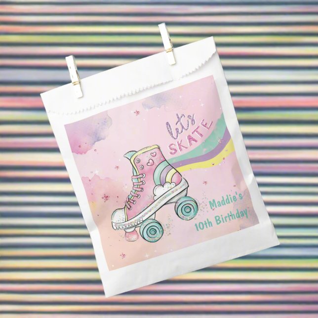 Let's Skate l Roller Skating party Girl Birthday Favour Bag (Creator Uploaded)