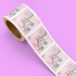 Let's Skate l Roller Skating party Girl Birthday  Square Sticker