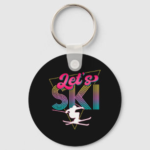 Let's Ski Retro 80s Skiing Party Outfit 90s Skier Key Ring
