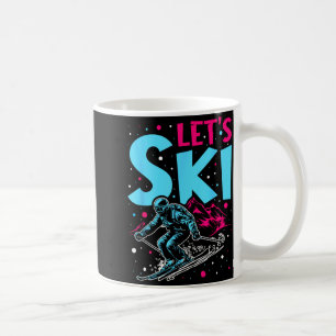 Let's ski, retro ski vintage 80s 90s skiing outfit coffee mug