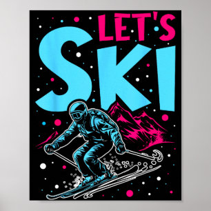 Let's ski, retro ski vintage 80s 90s skiing outfit poster