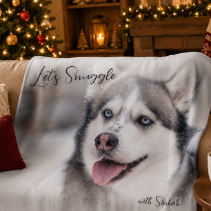 Let's Snuggle Pet Photo Christmas Gift Fleece Blanket