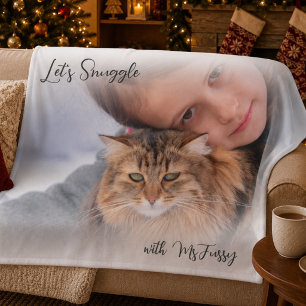 Let's Snuggle Pet Photo Christmas Gift Fleece Blanket