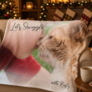Let's Snuggle Pet Photo Christmas Gift Fleece Blanket
