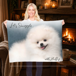 Let's Snuggle Pet Photo Christmas Gift Fleece Blanket