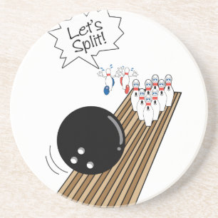 lets split scared bowling pins cartoon humour coaster