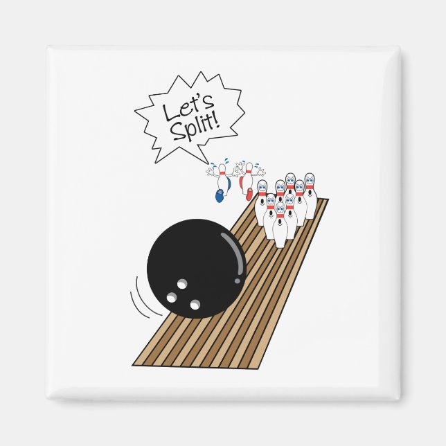 lets split scared bowling pins cartoon humour magnet (Front)