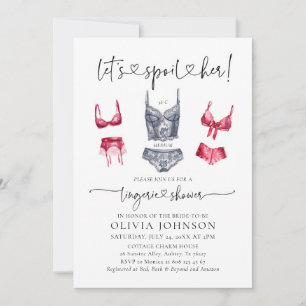 Let's Spoil Her Bra Lingerie Bridal Shower Invitation