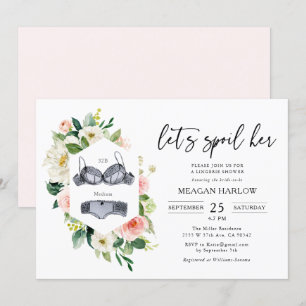 Let's Spoil Her Floral Lingerie Shower Invitation