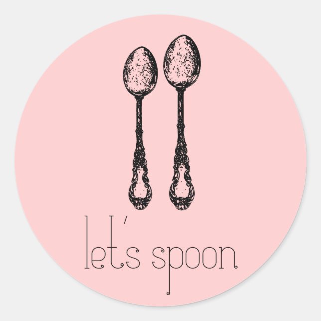 let's spoon classic round sticker (Front)
