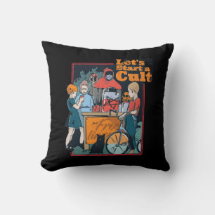 Lets Start a Cult Spooky Retro Halloween Kids Cushion