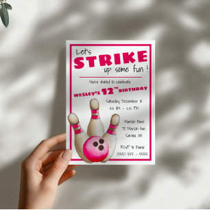 Let's Strike Up Some Fun! Bowling Birthday Party Invitation