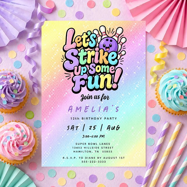 Let's Strike Up Some Fun Bowling Birthday Party Invitation (Let's Strike Up Some Fun Bowling Birthday Party Invitation)