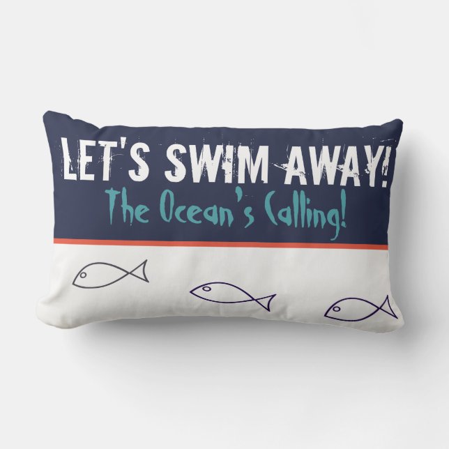 Let's Swim Away The Ocean's Calling Fish Cushion (Front)