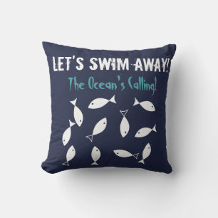 Let's Swim Away The Ocean's Calling Fish Cushion