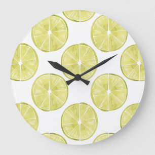 Let's Taco About It   Lime Pattern Large Clock