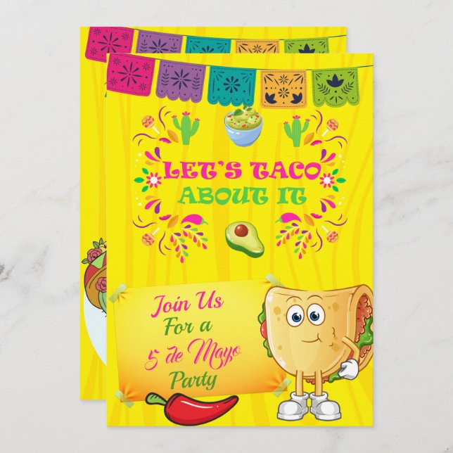 Let's Taco About It Party Invitation (Front/Back)