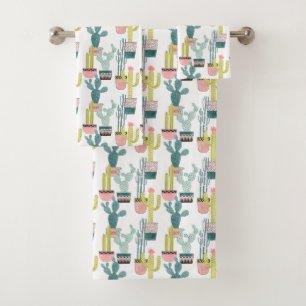 Let's Taco About Love   Cactus Pattern Bath Towel Set