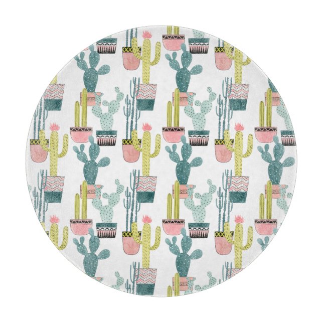 Let's Taco About Love | Cactus Pattern Cutting Board (Front)