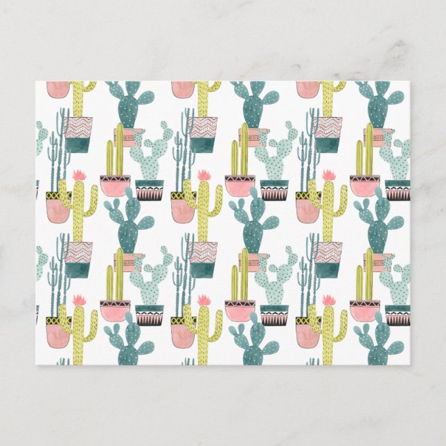 Let's Taco About Love | Cactus Pattern Postcard (Front)