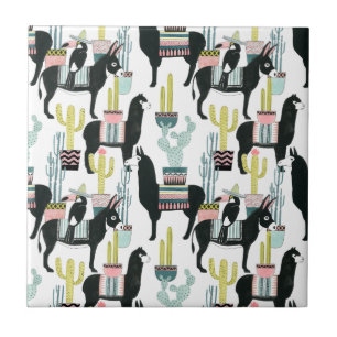 Let's Taco About Love   Llama & Donkey Pattern Ceramic Tile