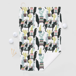 Let's Taco About Love   Llama & Donkey Pattern Golf Towel
