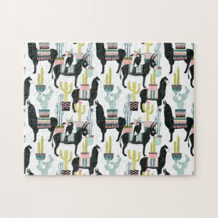 Let's Taco About Love   Llama & Donkey Pattern Jigsaw Puzzle