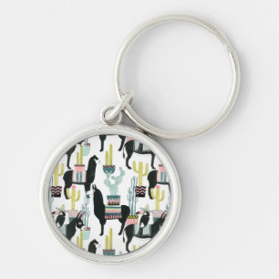 Let's Taco About Love   Llama & Donkey Pattern Key Ring