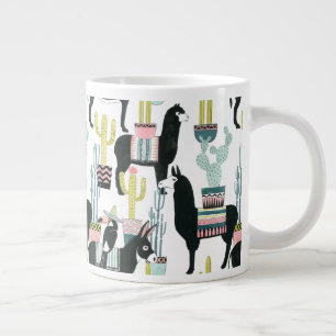Let's Taco About Love   Llama & Donkey Pattern Large Coffee Mug