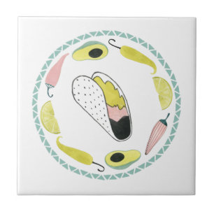 Let's Taco About Love   Taco Element Circle Ceramic Tile
