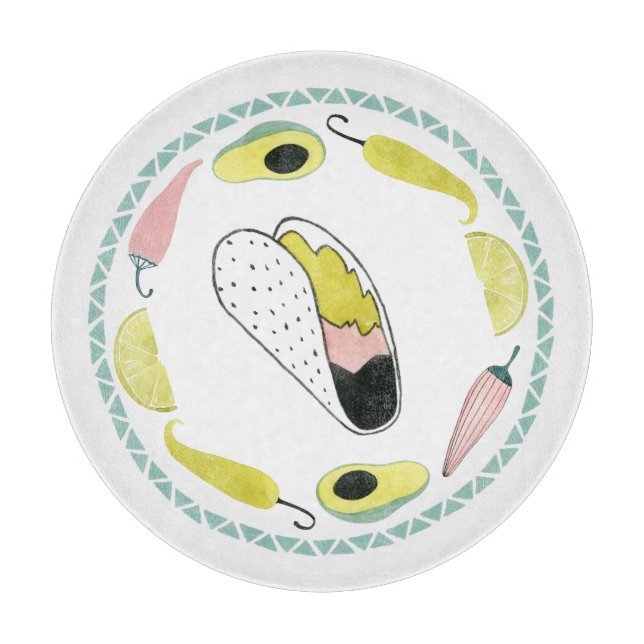 Let's Taco About Love | Taco Element Circle Cutting Board (Front)
