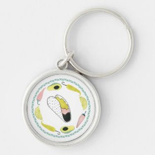 Let's Taco About Love   Taco Element Circle Key Ring