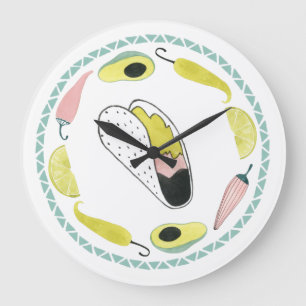 Let's Taco About Love   Taco Element Circle Large Clock