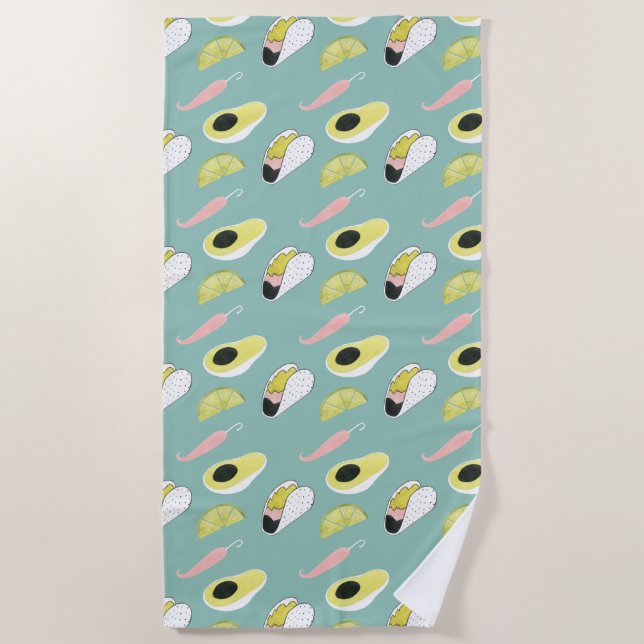 Let's Taco About Love | Taco Element Pattern Beach Towel (Front)