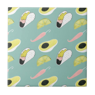 Let's Taco About Love   Taco Element Pattern Ceramic Tile
