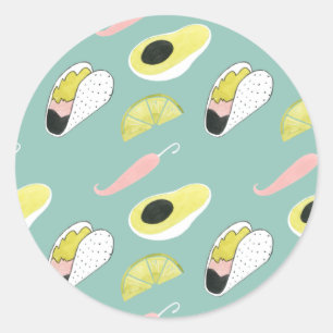Let's Taco About Love   Taco Element Pattern Classic Round Sticker
