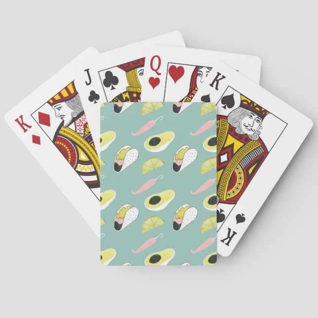 Let's Taco About Love | Taco Element Pattern Playing Cards (Back)