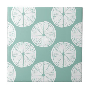 Let's Taco About Love   Teal Lime Pattern Ceramic Tile
