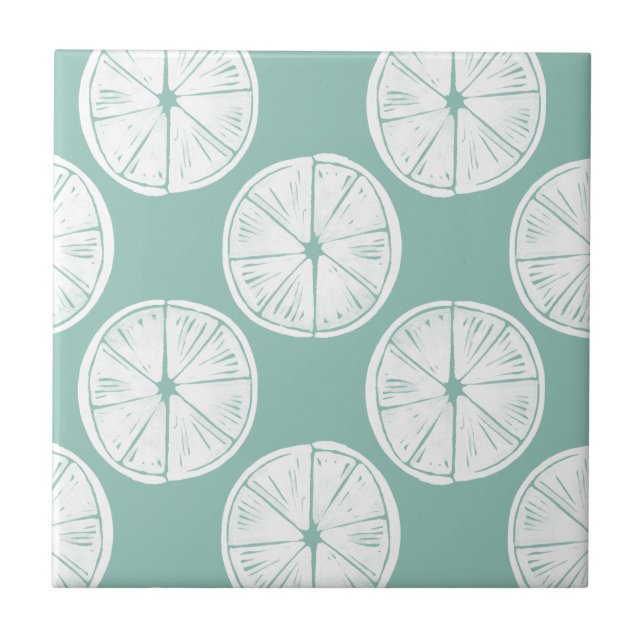 Let's Taco About Love | Teal Lime Pattern Ceramic Tile (Front)