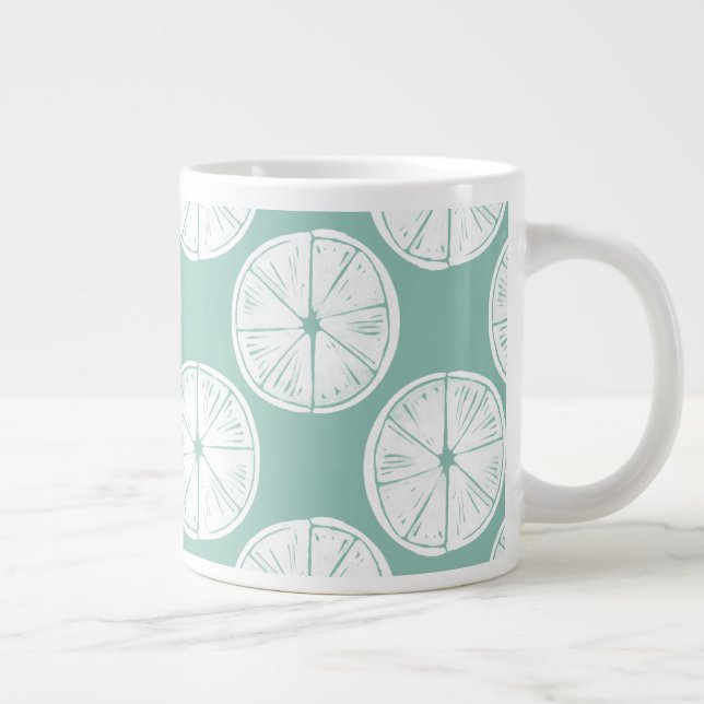 Let's Taco About Love | Teal Lime Pattern Large Coffee Mug (Right)