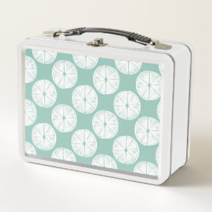 Let's Taco About Love   Teal Lime Pattern Metal Lunch Box