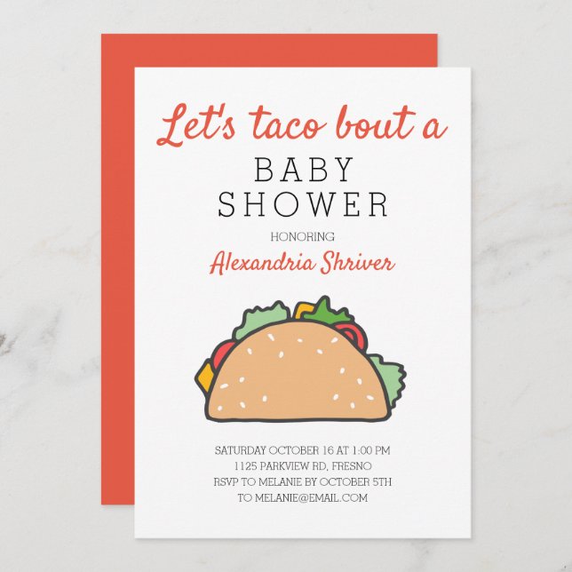 Let's Taco Bout A Baby Shower Fiesta Invitation (Front/Back)
