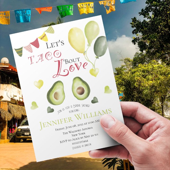 Let's Taco Bout Love Bridal Shower Avocado Fiesta Invitation (Creator Uploaded)