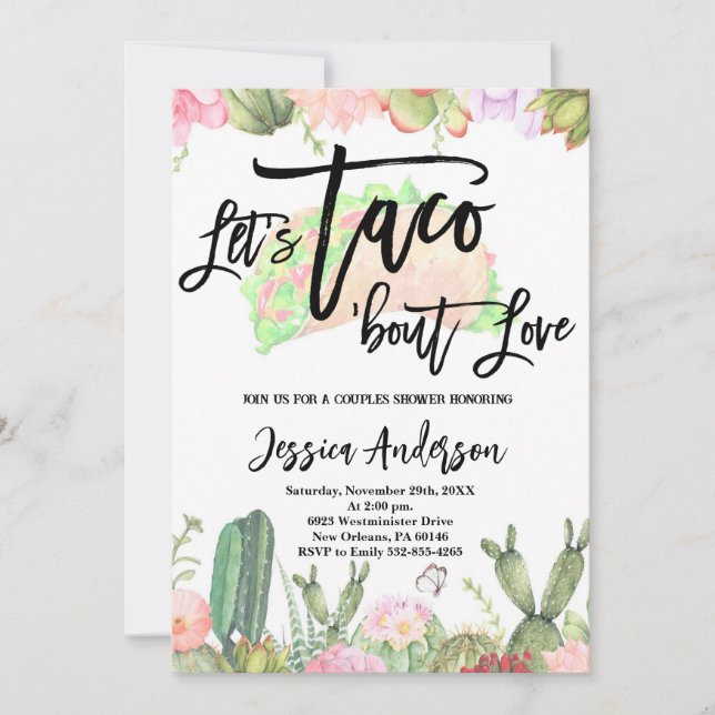 Let's Taco ’Bout Love invite Fiesta Couples Shower (Front)