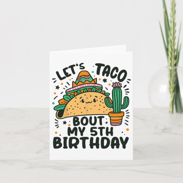 Let's Taco Bout My 5th Birthday Mexican Party Boys Card (Front)